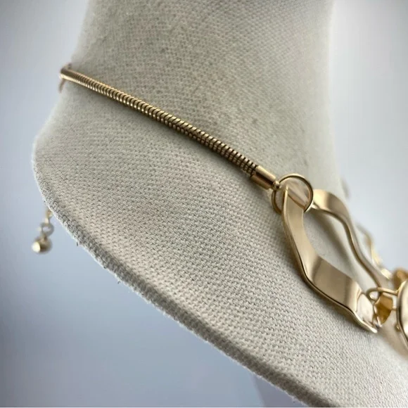 Natasha Gold Tone Acrylic Snake Chain Abstract Statement Bib Necklace